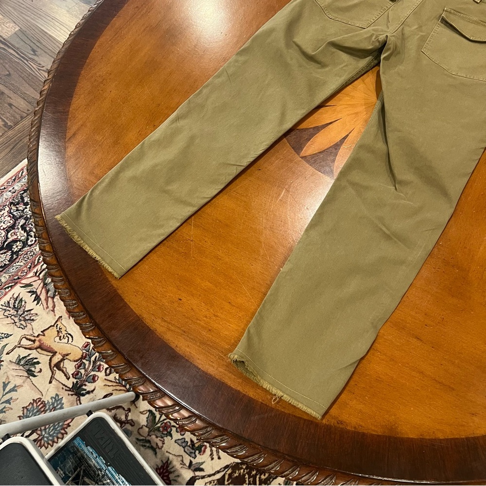 Nili Lotan Jenna Pant Low-Rise Twill Military Raw Hem Green Size 4 Patch Pockets - Picture 10 of 16